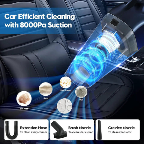 Car vacuum with 8000Pa suction power from 45 Piece Car Detailing Kit Beast With Pro Brush Set for interior cleaning