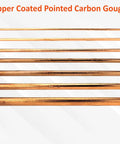 Heavy Duty Copper Coated Carbon Gouging Rods For Arc Metal Removal With Pointed Tips in various diameters on display