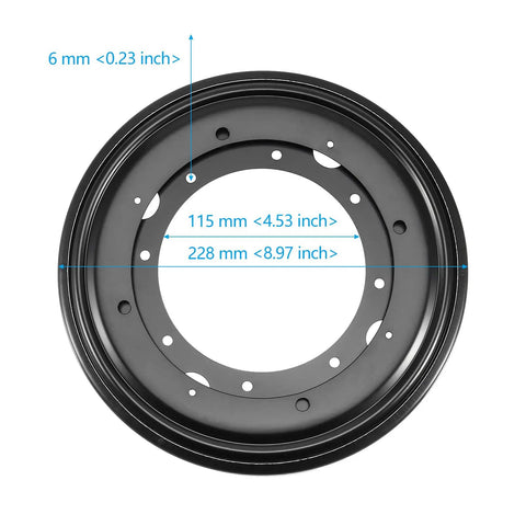 Heavy Duty 9 Inch Lazy Susan Hardware Offering Dead Smooth Ball Bearing Spin, Rock Solid Black Turntable Base dimensions and measurements
