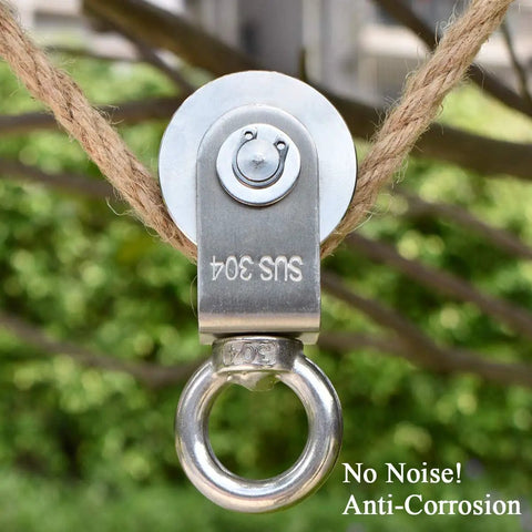 Heavy Duty Pulley Wheel Built Tough With Two Bearings For Rope Loading And Washing Line, 360 Degree Swivel Shoulder Pulley Block
