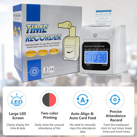 Solid Automatic Employee Time Clock Punch Machine Built For Busy Bosses Delivers Smooth Self Aligning Punches On Standard Time Cards.