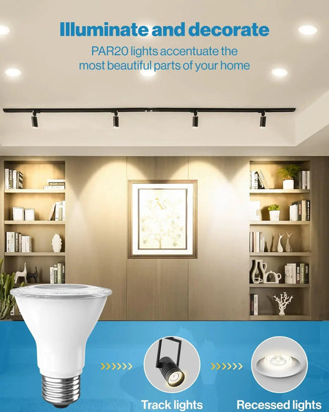 10 Pack Par20 Led Bulbs E26 Flood Light Dimmable Spot Lamp Heavy Duty Track Lighting 7 Watt Replaces 50 Watt Instant On Smooth Flicker Free Weatherproof Built Like A Tank For Decks