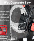 Heavy Duty Electric Concrete Saw Handheld Circular Cutter With Inline Water Mist System Eight Kilowatt Wall Grooving Machine For Brick And Rebar Delivers Blistering Speeds With Zero Mess Or Hassle Jobsite Wide, showcasing automatic water supply.