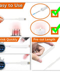 Heat Shrink Tubing Kit For Diy Cable Repair With Adhesive Lined White Tubing Shrink Ratio 3 To 1 Sizes 1/4 Inch 5/16 Inch 3/8 Inch Waterproof Wire Protector For Phone Cables And Electrical Wiring shown being used with a lighter and hairdryer and features stopwatch timing, pre-cut length, wrapping hot flame, and electrical wire.
