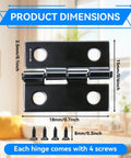 Matte Black 18x15mm Mini Hinges With 200 Screws For Wooden Boxes Jewelry Boxes Picture Frames And DIY Projects dimensions