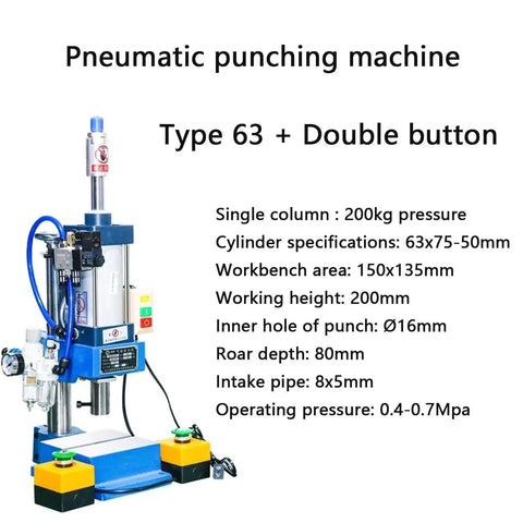 Rock Solid Desktop Pneumatic Punch Press Machine Featuring Adjustable Cylinder Stroke And Dual Safety Buttons For Hassle Free Wood Metal Crafting On Garage Workbenches And Small Shop Floors