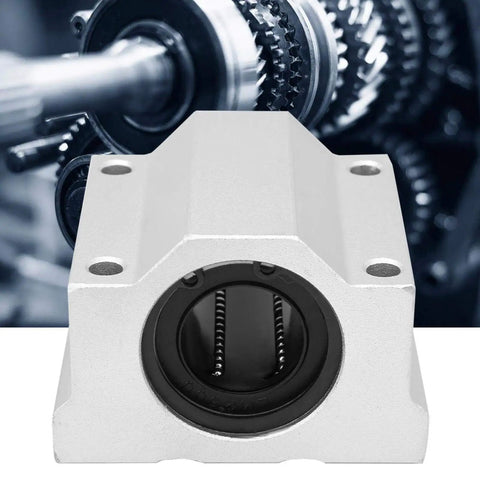 25mm Linear Bearing Slide Block For CNC Machinery And Industrial Equipment, front view of aluminum pillow block with sandblasted finish.