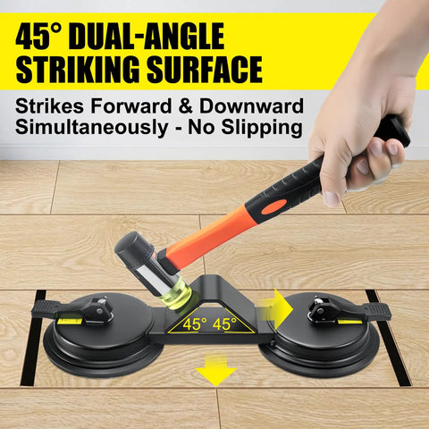 Heavy Duty Workhorse Floor Gap Fixer Tool With 45 Degree Striking Surface And Dual Enhanced Suction Cups For Pro Grade Plank Grabber Gaps In Laminate And Vinyl Flooring Iron Build For Durable Floor Gap Repair