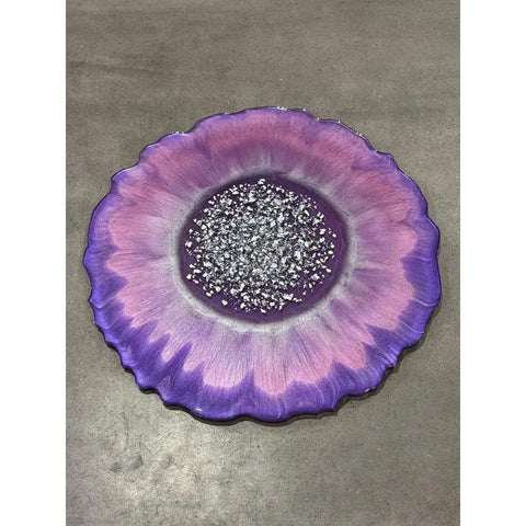 13 Inch Resin Flower Lazy Susan Rotating Serving Tray Modern Centerpiece For Dining Table Charcuterie Board Spices Kitchen Decor 360 Degree Turnable Tabletop Accessory For Home And Bathroom Boss Level Kitchen Vibe featuring a purple floral design.