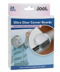 24 Pack Ultra Clear Corner Guards With Pre Applied Adhesive in original retail packaging showing product and child safety image
