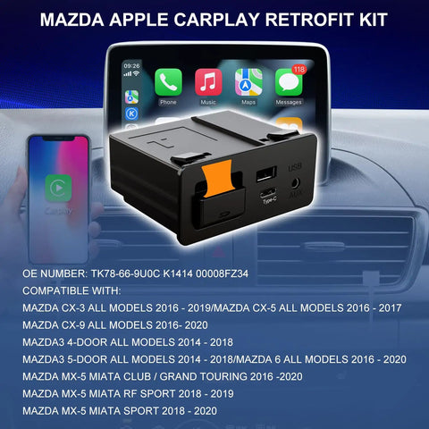 Mazda Type-C Wireless CarPlay Retrofit Kit for MZD Connect System 2015 2020 Models Upgraded 2024 Wireless CarPlay Only