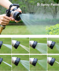 Heavy Duty Fireman Style Hose Nozzle With 8 Spray Patterns Metal Water Nozzle High Pressure Garden Sprayer demonstration of spray patterns