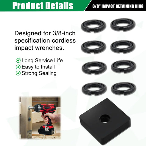 20 Pack 3/8 In Impact Wrench Friction Retaining Ring Kit With O Rings And Anvil Socket Dead Nuts Reliable Replacement Gear for cordless impact wrenches.
