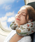Woman using U Shaped Neck Pillow For Travel And Office Lightweight Reusable Multi Function Pillow For Naps On Planes