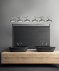 Industrial Farmhouse 3-Light Vanity Light For Over The Mirror With Metal Shades In Galvanized Finish, in modern bathroom setting