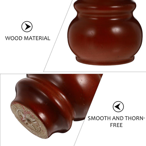 Close-up of wood material on 4 Piece Modern Wood Furniture Legs For Cabinets And Dressers, Easy Install Bun Feet, Sturdy Oak Brown Finish
