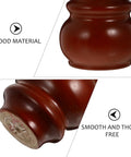 Close-up of brown wooden bun style sofa legs replacement set of 4, showcasing smooth wood material and sturdy construction.