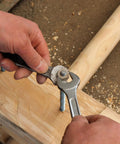 Two Pack 304 Stainless Steel Fully Threaded Rods with Square Washers for Furniture Mounting being tightened with wrench