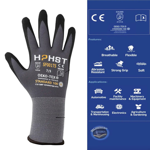 Micro Foam Nitrile Work Gloves With Spandex Liner For Ultra Grip And Breathable Oil Friendly Wear Nitrile Coated Handwear Grey Large