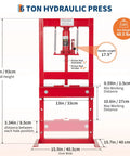 6 Ton Hydraulic Press With Adjustable Table Height And Plate Set For Bending Straightening Bearing Installation And U Joint Setup In A Garage Or Shop Built Tough Heavy Duty Red