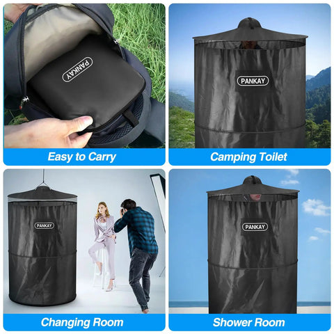 Pop Up Privacy Tent For Camping And Emergencies showing foldable shelter uses and carry bag