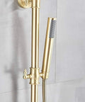 UBNMIUBV Shower System, Brushed Gold Shower Faucet with hand shower attachment and secure grip handle.