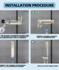 Installation steps for Solid Brass Handheld Shower Head With High Pressure Arc Design Brushed Nickel Finish All In One Hose Set