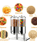 Level Up Your Kitchen Game With This Heavy Duty Dual Chute Cereal Dispenser showcasing cereal and snacks in dual containers.