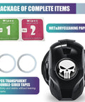 Iron Man Skull Start Button Cover For Cars Dope 150 Degree Opening Ignition Switch Decor Anti Scratch Sticky Installation Button Cap Universal Fit Black shown with cleaning wipes and adhesive tapes