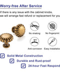 Round Antique Brass Cabinet Knobs 1-1/4 Inch, 10 Pack, Beefy Heavy Duty Metal Hardware With Rust Resistant Finish, Includes Two Screw Sizes 1 Inch And 1-1/2 Inch For Easy Installation On Kitchen And Bathroom Cabinets. Antique brass round cabinet knob with solid metal construction and rust-resistant finish.