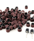 100 Piece 1/2 Inch Sand Drum Grit 60 Coarse with Two 1/8 Inch Mandrels for Dremel Rotary Tools