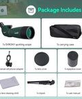 Angled Spotting Scope With 25-75x70 Zoom And Tripod For Target Shooting, Easy To Focus, Dope For Bird Watching And Scenic Views, 70mm Objective Lens Delivers Bright, Crisp Images For Beginners To Enthusiasts package includes scope, tripod, case, adapter