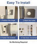 Installation guide for Built Tough Three Leaf Hinges Satin Nickel With Flush Screws For RV Mobile Home Bifold Closet Doors.