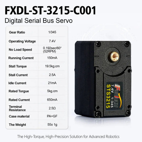 Badass 19Kg Serial Bus Servo Motor With 12 Volt Power and Slick 360 Degree Magnetic Encoder for Smooth Operation and Two Way Feedback on Robotic Arms RC Vehicles and Tech Builds Needing Rock Solid Reliability specifications and features displayed on a digital chart.