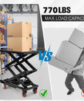 Heavy Duty Hydraulic Lift Table Cart With 770 Lbs Load Capacity And 50 Inch Height lifting boxes easily compared to manual lifting.