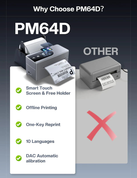 Slick Bluetooth Thermal Label Printer With Intuitive Touchscreen For Quick 4x6 Shipping Labels And Smooth Inventory Workflow compact desktop model displaying features.