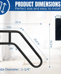 Heavy Duty 25 Inch U Shaped Outdoor Stair Hand Rail Wall Mount For One To Three Steps Patio Porch Entrance Metal Grab Bar