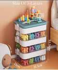 Slick 3 Tier Stackable Brick Storage Organizer With Removable Grid Trays For Lego Pieces, transparent green and white organizer with Lego on top.