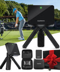 Portable Golf Launch Monitor and Simulator Bundle for home outdoor or indoor practice setup, includes accessories shown.