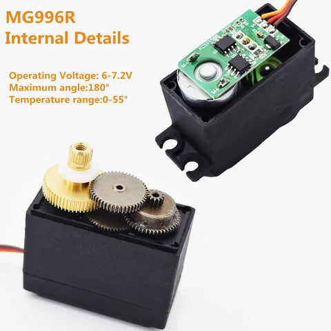 Two Pack 996R Servo Motors With Metal Gear High Torque Digital Servos internal view showing gears and circuit board