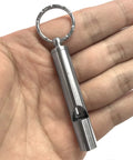 Two Pack Mini Stainless Steel Survival Whistles For Camping Hiking Boating And Outdoors Ultra Loud Emergency Signal Keychain Included