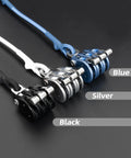 Beefy Offshore Outrigger Line Lock Pulley in blue, silver, black, with triple aluminum alloy body and stainless steel snap swivel.