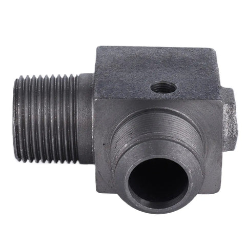 Heavy Duty Cast Iron Pneumatic Air Compressor Check Valve With 10mm Elbow Connector One Way Flow Built To Last Replacement Component For Air Systems Prevents Backflow And Maintains Pressure, side view showing 10mm elbow connector.