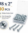 Washer Head Wood Screws Set 8 By 2 Inch 30 Pieces In Storage Box Phillips Drive For Furniture Repair Cabinets And DIY Projects