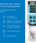 PCTSTestr 50 Waterproof Pocket PH Conductivity TDS Salinity Tester, Pro Grade 50 Series With LCD Display, 3 Point Calibration, All In One On The Go Battery Powered, Field And Lab Ready, Black, front view