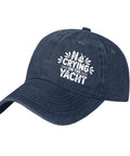 No Crying On The Yacht Funny Hat For Men Navy Blue Washed Distressed Baseball Cap For Camping Outdoor Activities And Boyfriend Gifts Dope Casual Cap Gift Idea