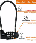 Heavy Duty 4 Digit Combination Cable Lock For Outdoor Gates And Fences, Cabinets, Refrigerators, Dumpsters, Lockers, Gyms, Toolboxes And Sheds With Zinc Alloy Body And Steel Wire Rope Shackle shown with open lock.