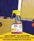 Top Shelf Water Based Grout Sealer Spray For Tile And Stone Heavy Duty Stain Shield in a spray bottle, effective for grout protection.