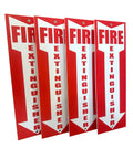 Four Pack Fire Extinguisher Signs For Office And Warehouse Safety, Durable 80 Mil Thick Plastic, OSHA Compliant, Easy To See 12 Inch Tall 4 Inch Wide