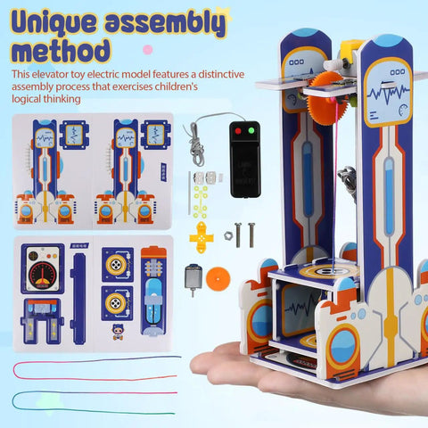 Hands On DIY STEM Elevator Project For Kids Age Five Plus A Fun Engineering Puzzle Kit With Step by Step Guide To Build A 3D Elevator Model Learn Physics And Critical Thinking Through Creative Play, KT board parts assembled